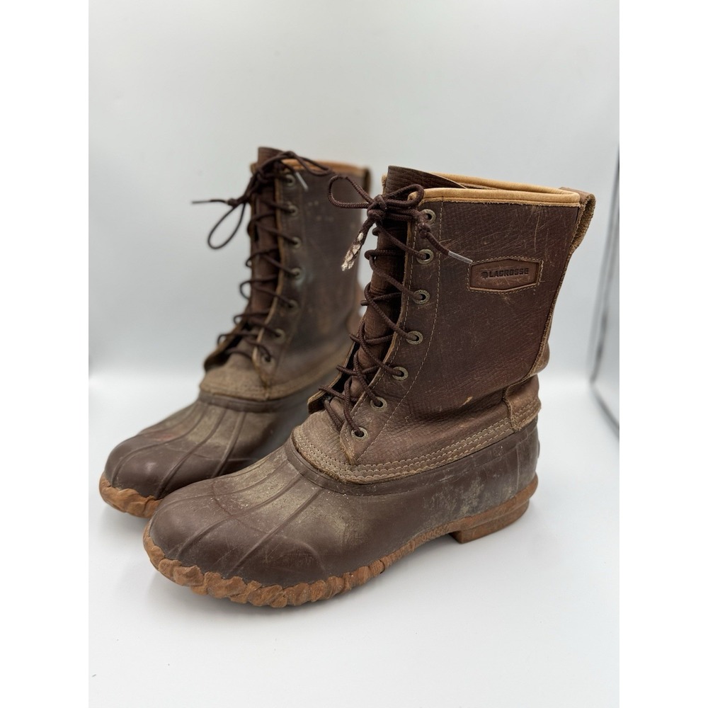 LaCrosse Uplander Waterproof 10" Winter Duck Boots Men's Size 10 Brown Leather